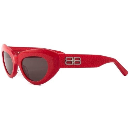 Women's Sunglasses - Red Acetate Cat Eye Frame Grey Lens / BB0236S 003 - Balenciaga - Modalova