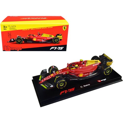 Car with Display Case - Ferrari Formula Racing F1-75 #55 Carlos Sainz - Bburago - Modalova