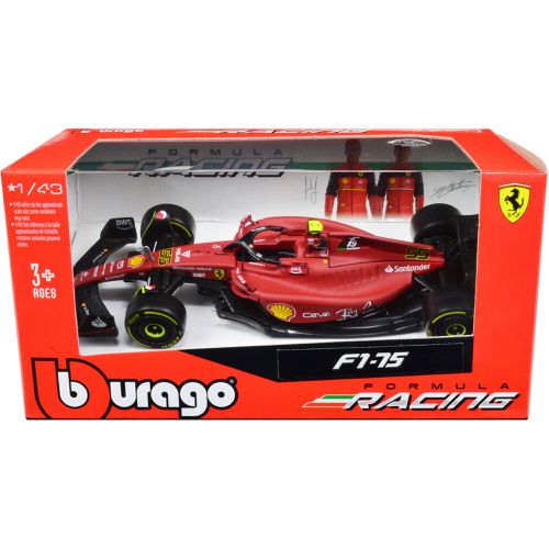 Diecast Model Car - Ferrari F1-75 #55 Formula Racing, Red and Black - Bburago - Modalova