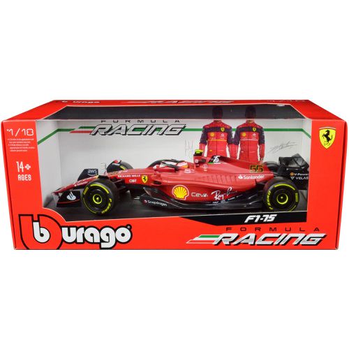 Diecast Model Car - Ferrari F1-75 #55 Formula Racing, Red and Black - Bburago - Modalova