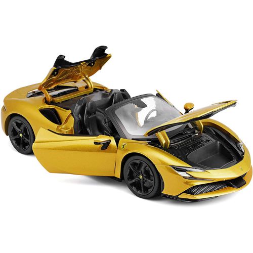 Diecast Model Car - Ferrari SF90 Spider Gold Metallic Race + Play - Bburago - Modalova