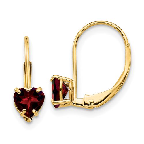 K 5mm Heart Garnet Leverback Earrings - Jewelry - Modalova