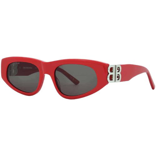 Women's Sunglasses - Red Acetate Cat Eye Frame Grey Lens / BB0095S 016 - Balenciaga - Modalova