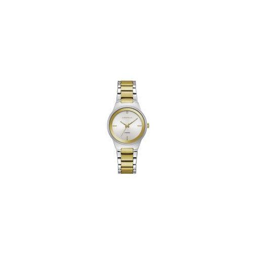 Women's Diamond Watch - Quartz Silver Dial Two Tone Yellow Steel / 45P108 - Caravelle - Modalova