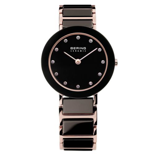 Ceramic Women's Black Dial Crystal Watch - Bering - Modalova