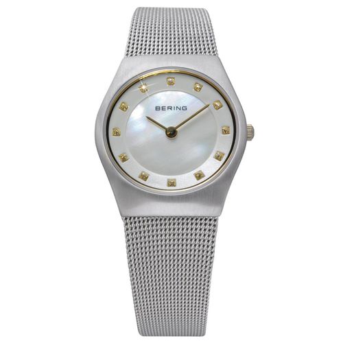 Women's Classic MOP Dial Steel Mesh Bracelet Swarovski Crystal Watch - Bering - Modalova