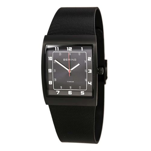 Men's Classic Black Dial Black Titanium Mesh Bracelet Watch - Bering - Modalova