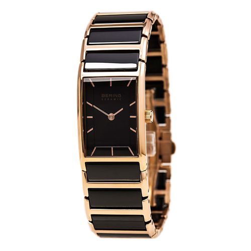 Women's Ceramic Rose Gold Steel & Black Ceramic Bracelet Watch - Bering - Modalova