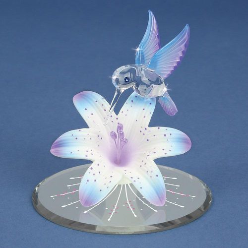 Blue and Purple Hummingbird and Lily w/ Base Glass Figurine - Jewelry - Modalova