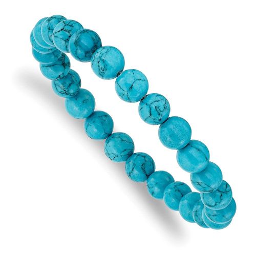 Blue Turquoise Agate Beaded Stretch Bracelet - Chisel - Modalova
