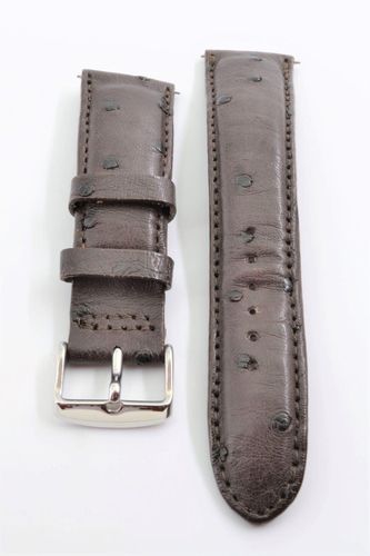 Unisex 24mm Brown Genuine Ostrich Leather Band - Brentwood - Modalova