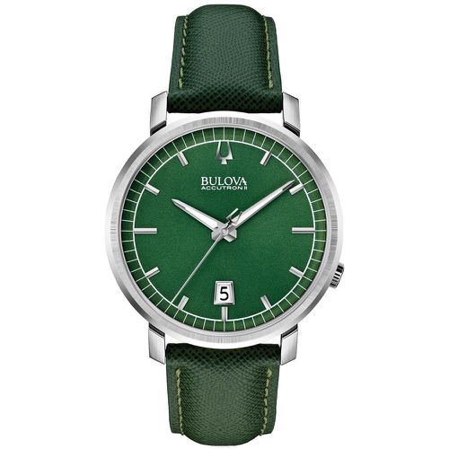 B215 Men's Accutron II Telluride Green Dial Green Leather Strap Precisionist Watch - Bulova - Modalova