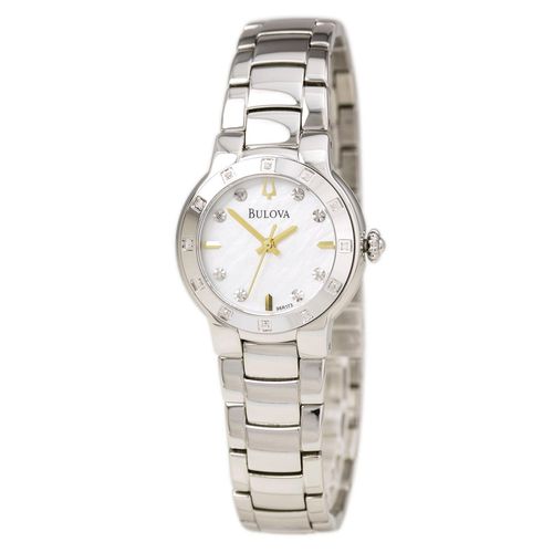 R173 Women's Diamond White Mother of Pearl Dial Steel Bracelet Quartz Watch - Bulova - Modalova