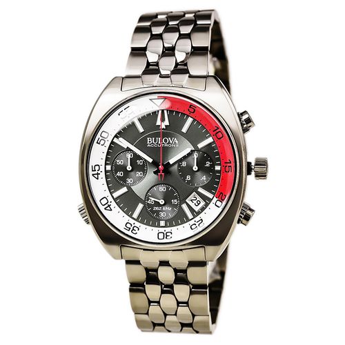 B253 Men's Accutron II Grey Dial Gunmetal IP Steel Bracelet Chronograph Dive Watch - Bulova - Modalova