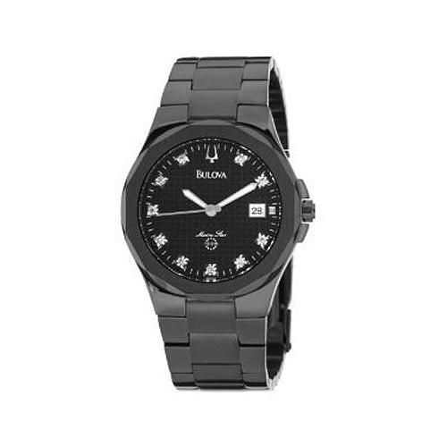 D008 Men's Black Plated Diamond Watch - Bulova - Modalova