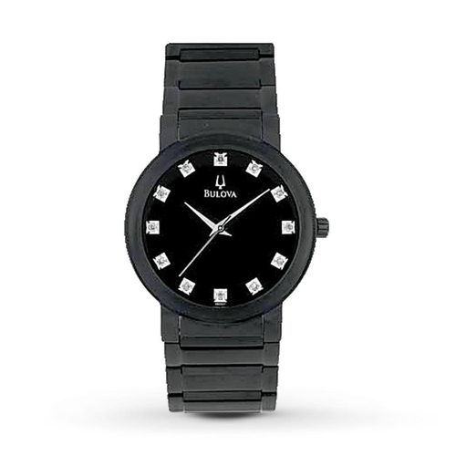 D001 Men's Black Plated Diamond Watch - Bulova - Modalova