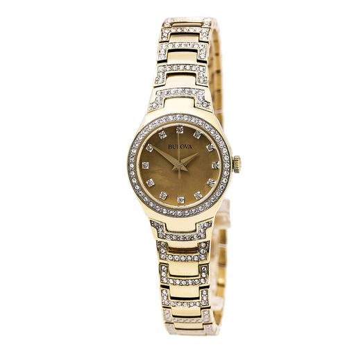 L199 Women's Crystal Gold MOP Dial Yellow Gold Steel Bracelet Watch - Bulova - Modalova