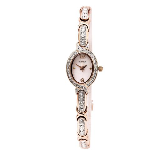 L200 Women's Crystal White MOP Dial Rose Gold Stainless Steel Watch - Bulova - Modalova