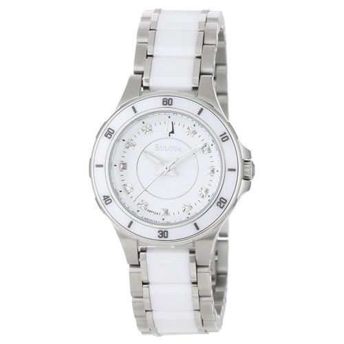 P124 Women's Highbridge White Dial White Ceramic & Steel Diamond Watch - Bulova - Modalova