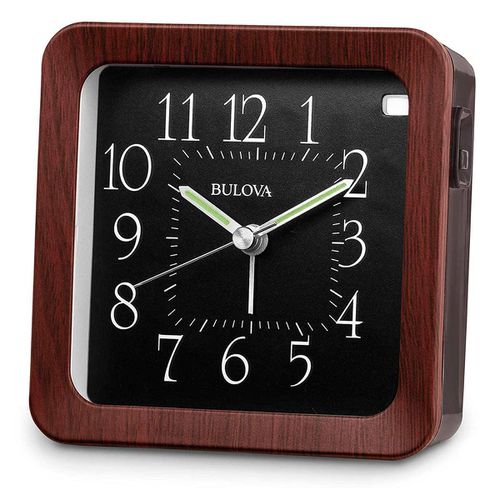 B1870 Manor Black Dial Alarm Quartz Clock, Brown - Bulova - Modalova