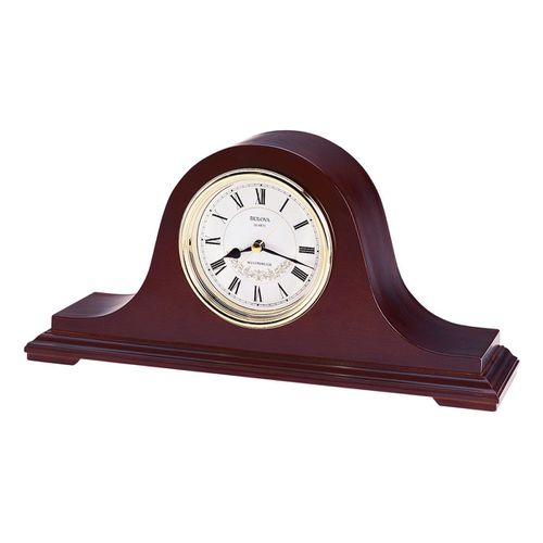 B1929 Annette II White Dial Dark Walnut Wood Chiming Mantel Clock - Bulova - Modalova
