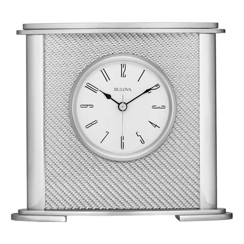 B5400 Hewitt White Dial Silver Metal Office Table Clock - Bulova - Modalova