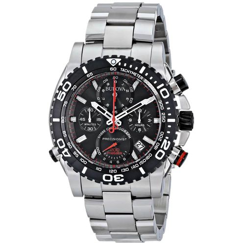 Men's Chronograph Dive Watch - Precisionist Steel Bracelet Black Dial / 98B212 - Bulova - Modalova
