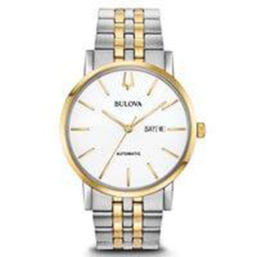 Men's Bracelet Watch - Classic Automatic White Dial Two Tone / 98C130 - Bulova - Modalova