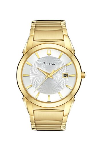 Men's Gold Plated Date Bracelet Watch 97B108 - Bulova - Modalova