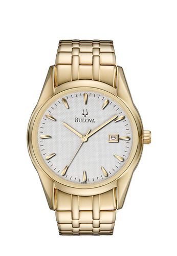Men's Gold Plated Date Bracelet Watch 97B109 - Bulova - Modalova