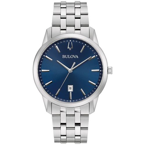 Men's Quartz Watch - Sutton Blue Dial Silver Tone Bracelet / 96B338 - Bulova - Modalova