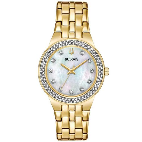Women's Watch and Necklace Set - Quartz MOP Dial Yellow Gold Bracelet / 98X116 - Bulova - Modalova