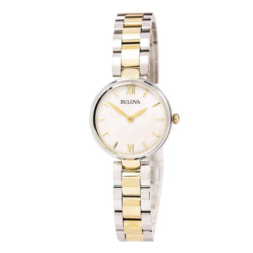 Women's Classic Two Tone Yellow Gold Bracelet Watch - Quartz MOP Dial / 98L226 - Bulova - Modalova