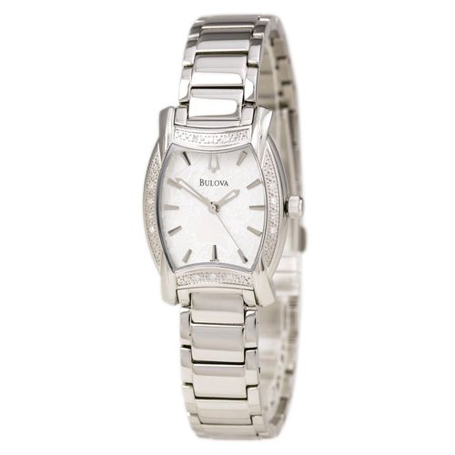 Women's Diamond Watch - Quartz White Dial Steel Bracelet / 96R135 - Bulova - Modalova