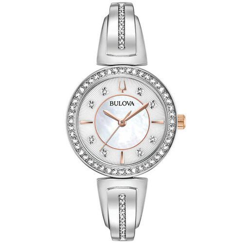 Women's Quartz Watch Gift Set - Crystal MOP and Silver Dial Bracelet / 98X121 - Bulova - Modalova
