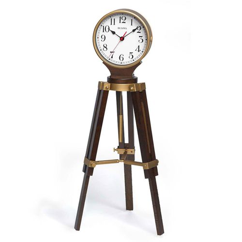 Tripod Tabletop Clock - Rowayton White Dial Brown Cherry Finish / B1656 - Bulova - Modalova