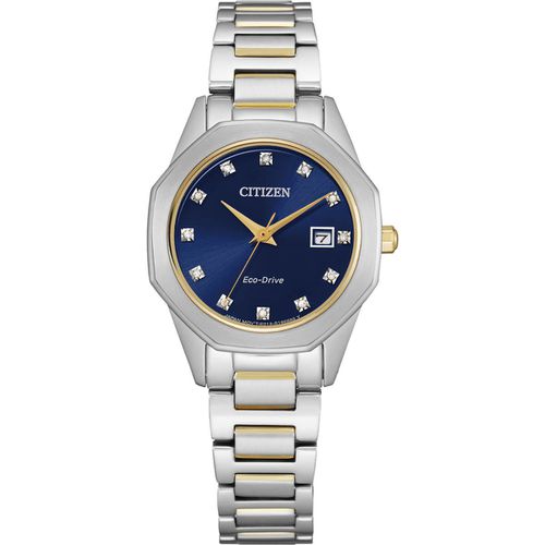 Women's Diamond Watch - Corso Blue Dial Two Tone Bracelet / EW2584-53L - Citizen - Modalova