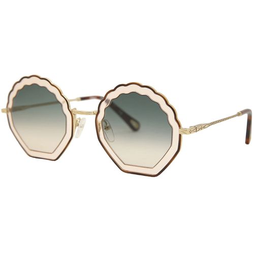 Women's Sunglasses - Gold Frame Gradient Green Lens / 147S-256-56-18-140 - Chloe - Modalova