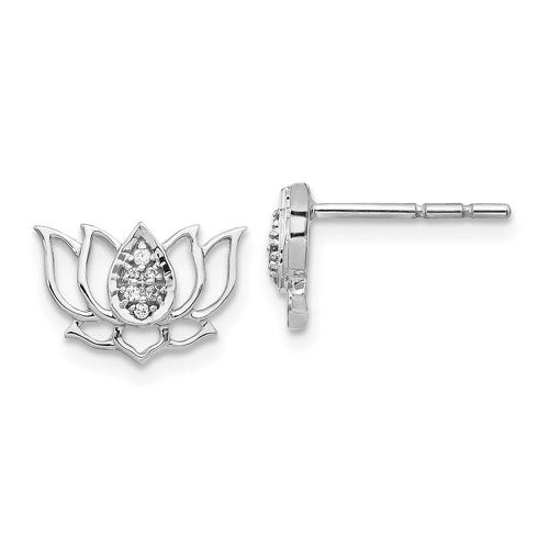 K White Gold Diamond Lotus Flower Earrings - Jewelry - Modalova