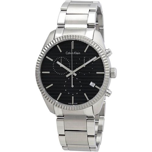 Men's Chrono Watch - Alliance Black Dial Silver Tone Bracelet / K5R37141 - Calvin Klein - Modalova