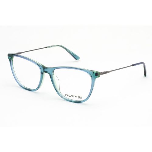 Women's Eyeglasses - Crystal Teal Laminate Zyl Round Frame / CK18706 438 - Calvin Klein - Modalova