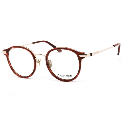 Unisex Eyeglasses - Burgundy Havana Round Plastic Frame / CK19708A 609 - Calvin Klein - Modalova