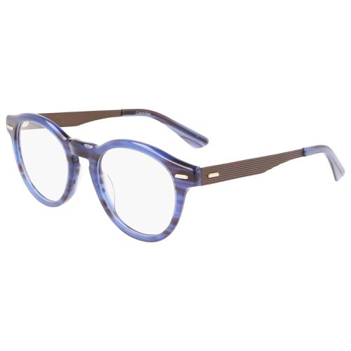 Unisex Eyeglasses - Full Rim Blue/Black Round Shape Frame / CK21518 438 - Calvin Klein - Modalova