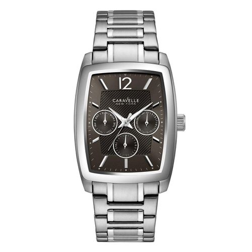 C115 Men's Day-Date Steel Bracelet Black Dial Quartz Watch - Caravelle - Modalova