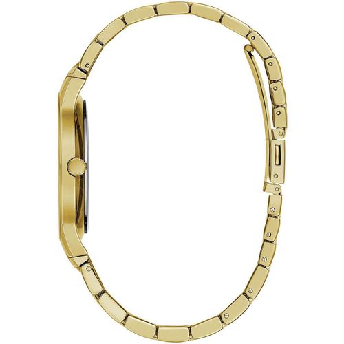 Men's Bracelet Watch - Diamond Quartz Black Dial Yellow Gold Steel / 44D102 - Caravelle - Modalova