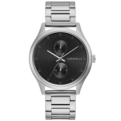 Men's Bracelet Watch - Quartz Black Dial Stainless Steel / 43C121 - Caravelle - Modalova