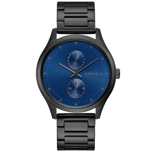 Men's Bracelet Watch - Quartz Blue Dial Black Stainless Steel / 45C116 - Caravelle - Modalova