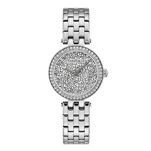 Women's Crystal Watch - Silver Dial Stainless Steel Bracelet / 43L210 - Caravelle - Modalova