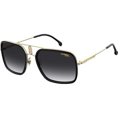 Unisex Sunglasses - Gold Black Pilot Frame Grey Shaded Lens / 1027/S 0RHL - Carrera - Modalova