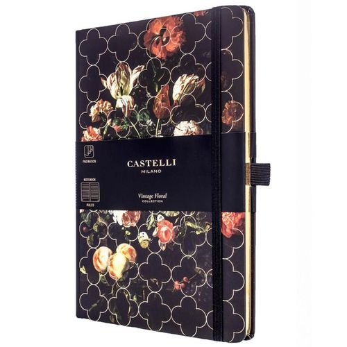 A5 Notebook - Vintage Floral Ivory Paper Medium, Ruled, Tulip / QC6CB-003 - Castelli - Modalova